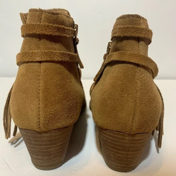 Franco Sarto size 8 brown Suede booties with Buckeyes and tassels zipper side - Picture 7 of 9